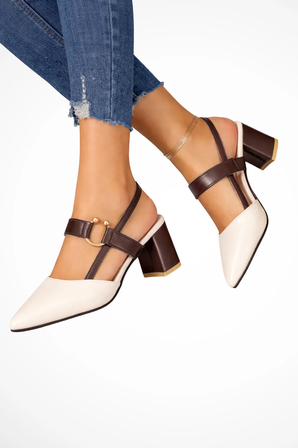 Harriet | Women Pointed Toe Ankle Strap Slingback Heels - Image 3