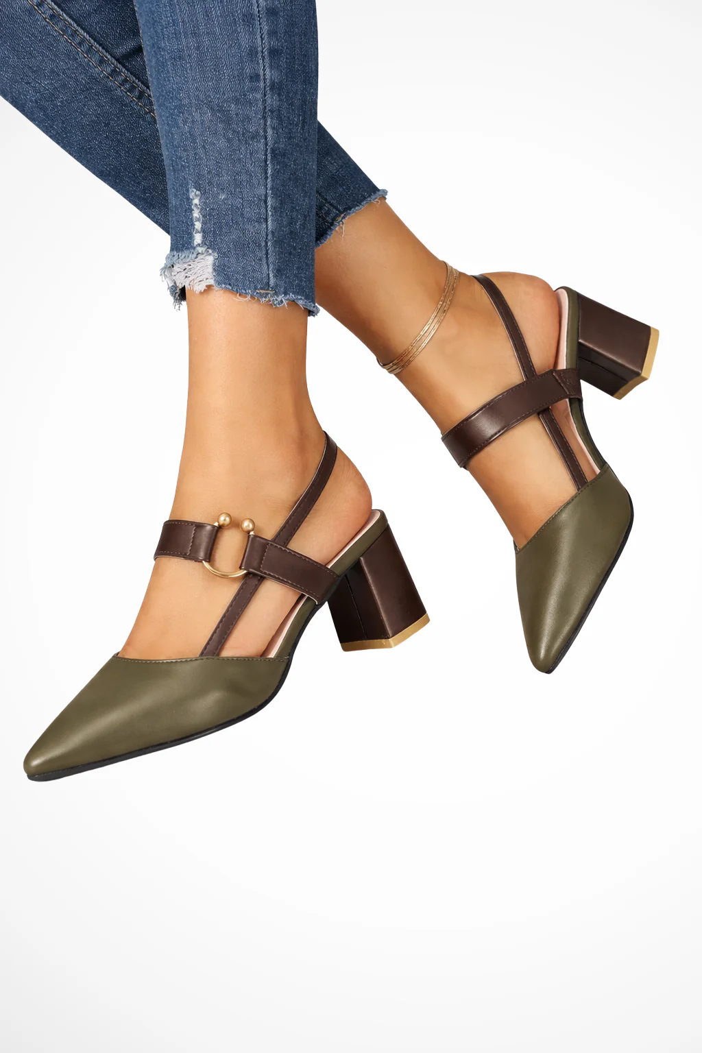 Harriet | Women Pointed Toe Ankle Strap Slingback Heels - Image 4