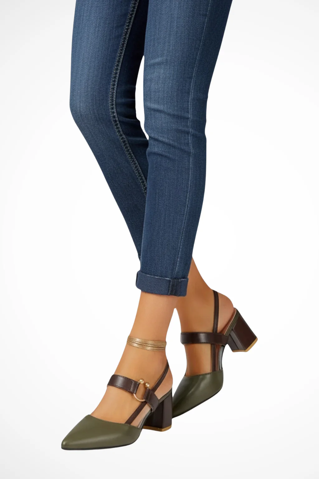 Harriet | Women Pointed Toe Ankle Strap Slingback Heels - Image 5