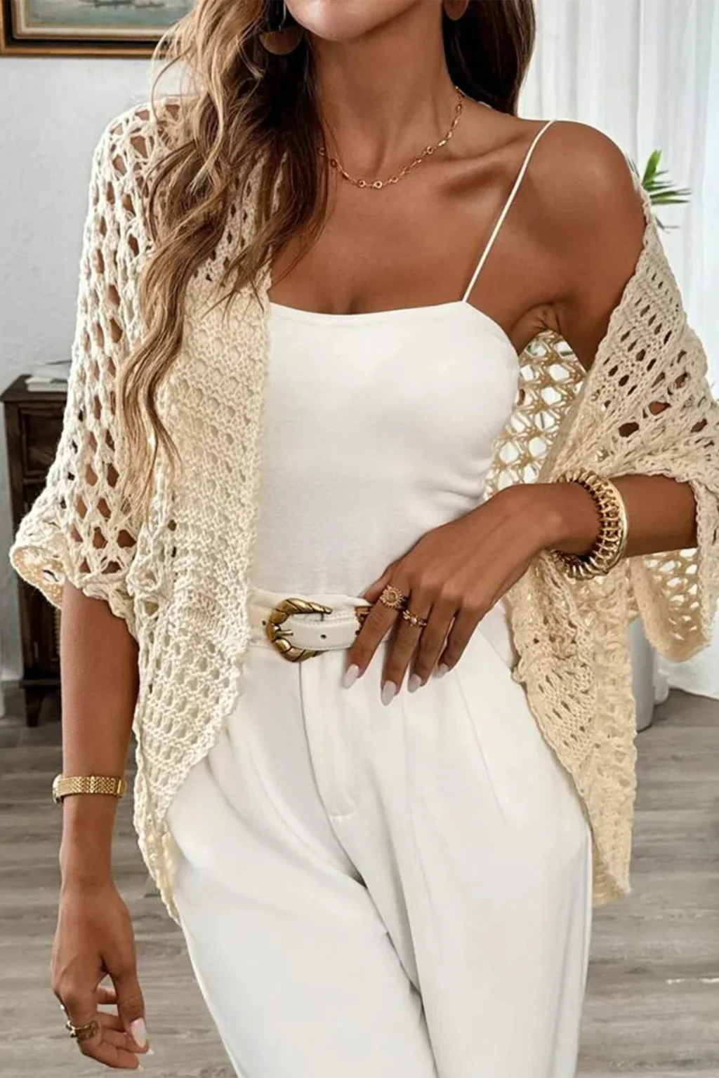 Hattie | Women Short Sleeve Open Front Crochet Cardigan - Image 8