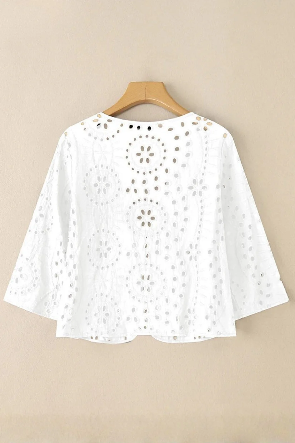 Imogen | Women Cropped Crochet Cardigan with Broderie Anglaise Detail - Image 6