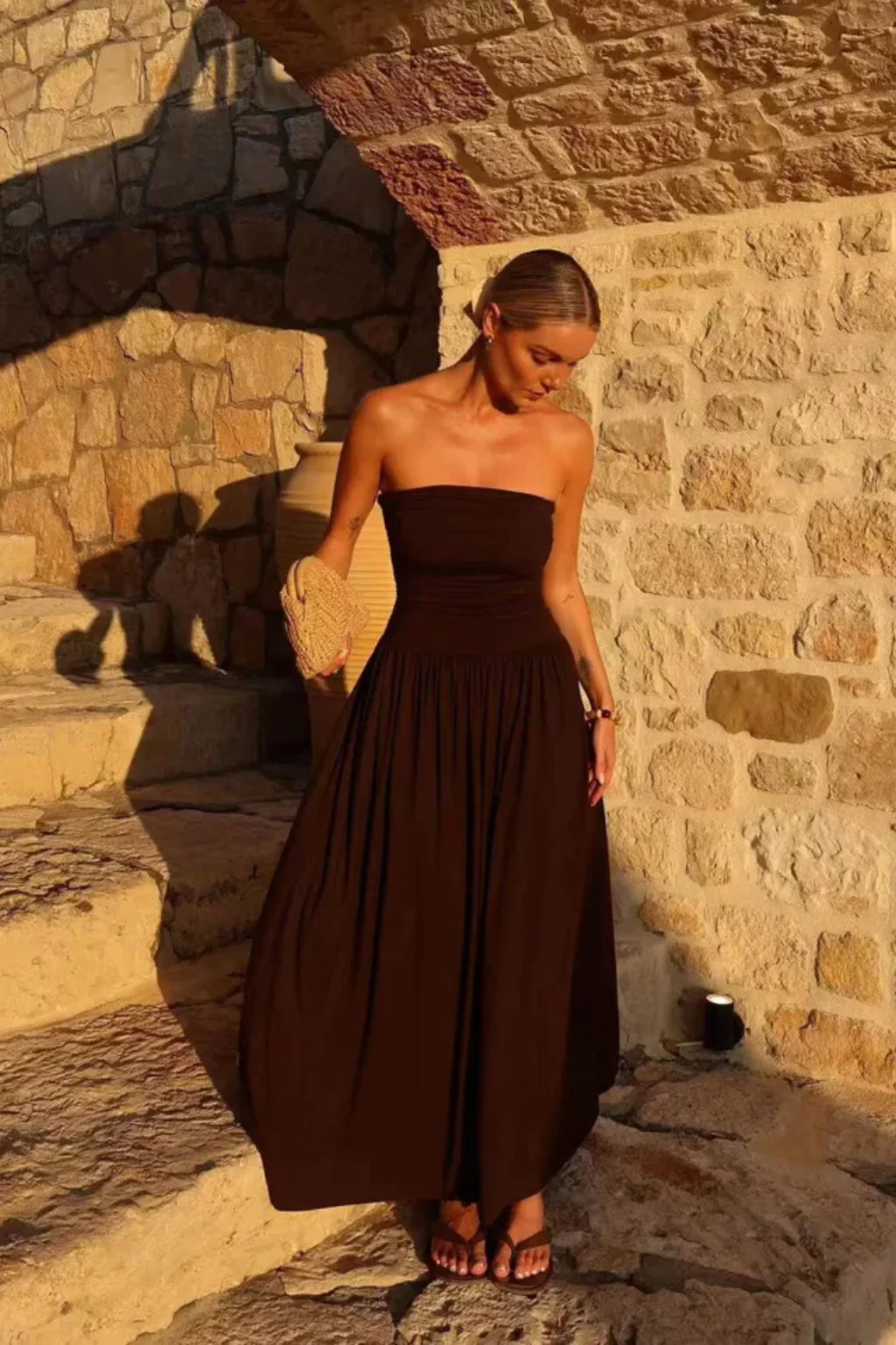 Isabella | Women’s Strapless Pleated Maxi Summer Dress - Image 6