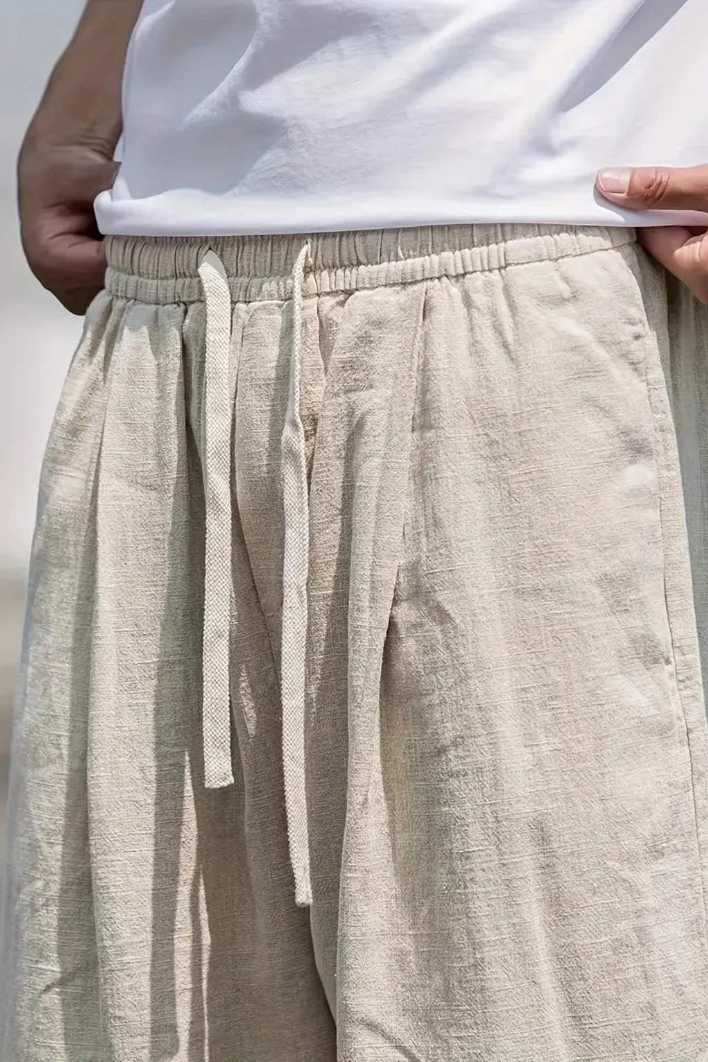 Jake | Men Elasticated Waist Wide Leg Straight Seam Front Pocket Trousers - Image 3