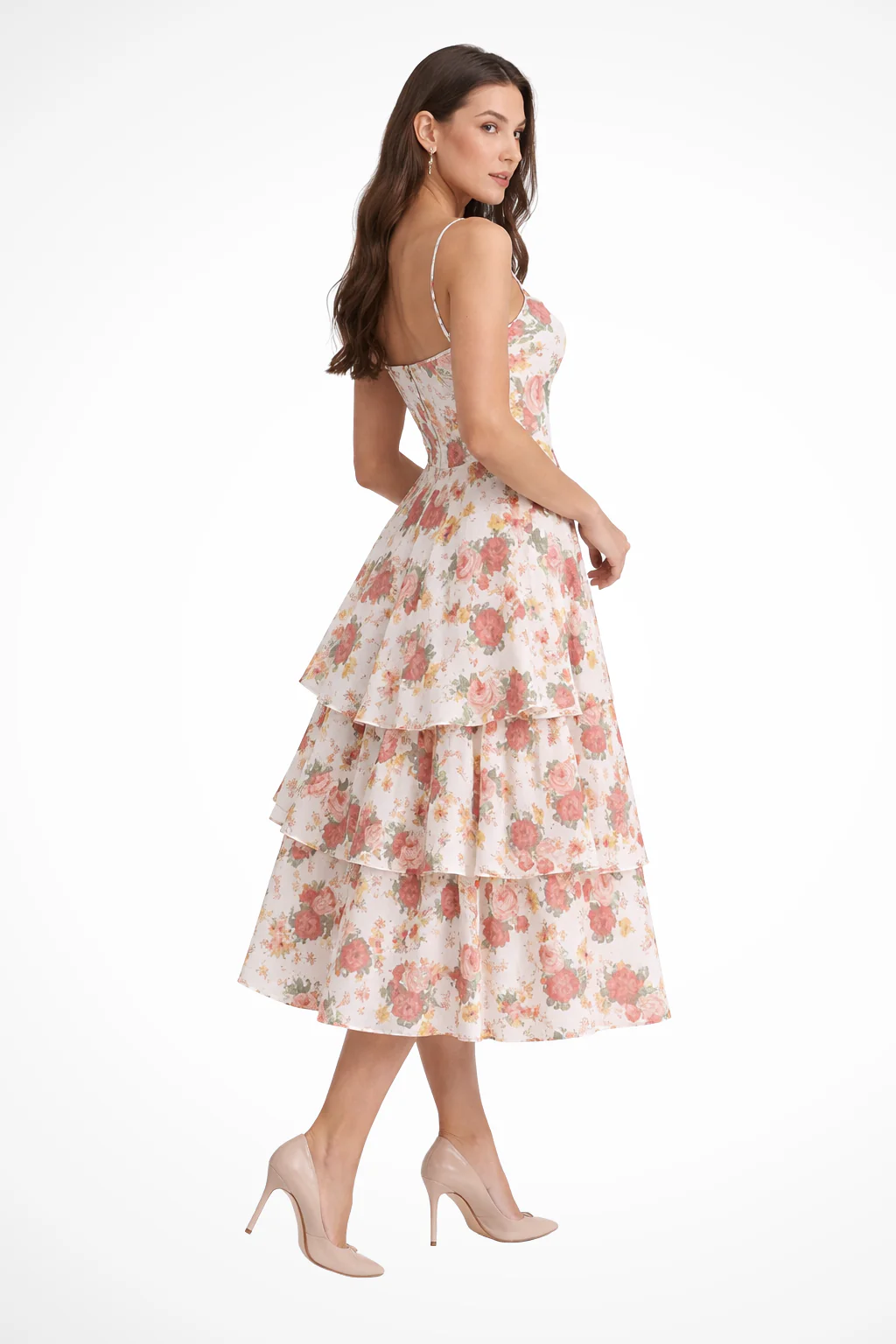 Joanna | Women Corset Wedding Guest Floral Midi Dress - Image 3