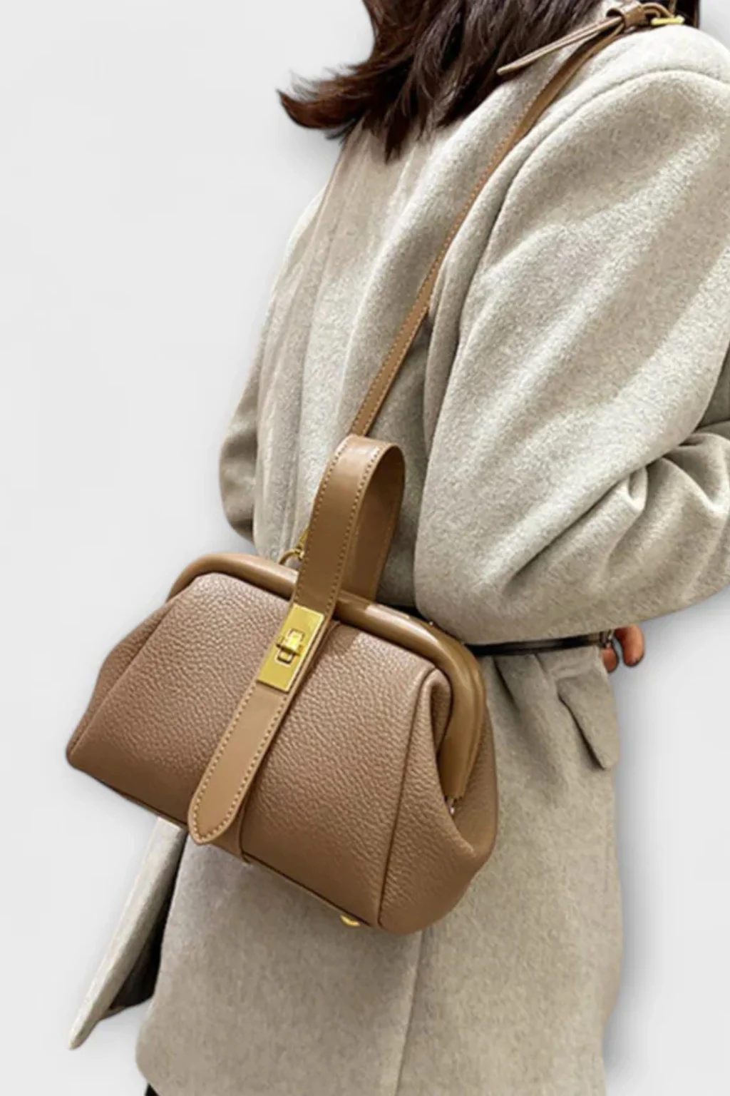 Joanna | Women Structured Mini Top Handle Crossbody Bag with Gold Clasp - Image 18