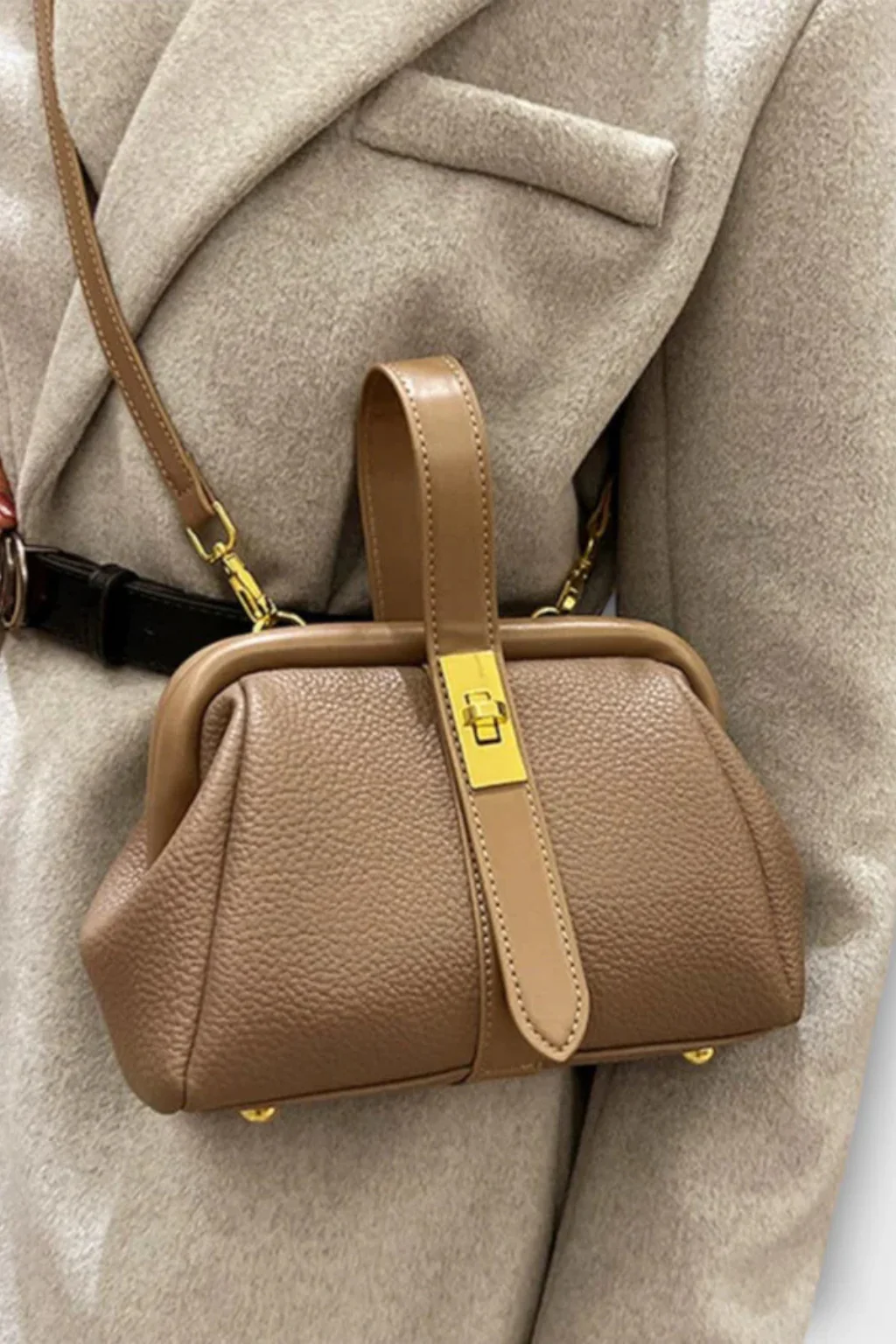 Joanna | Women Structured Mini Top Handle Crossbody Bag with Gold Clasp - Image 19