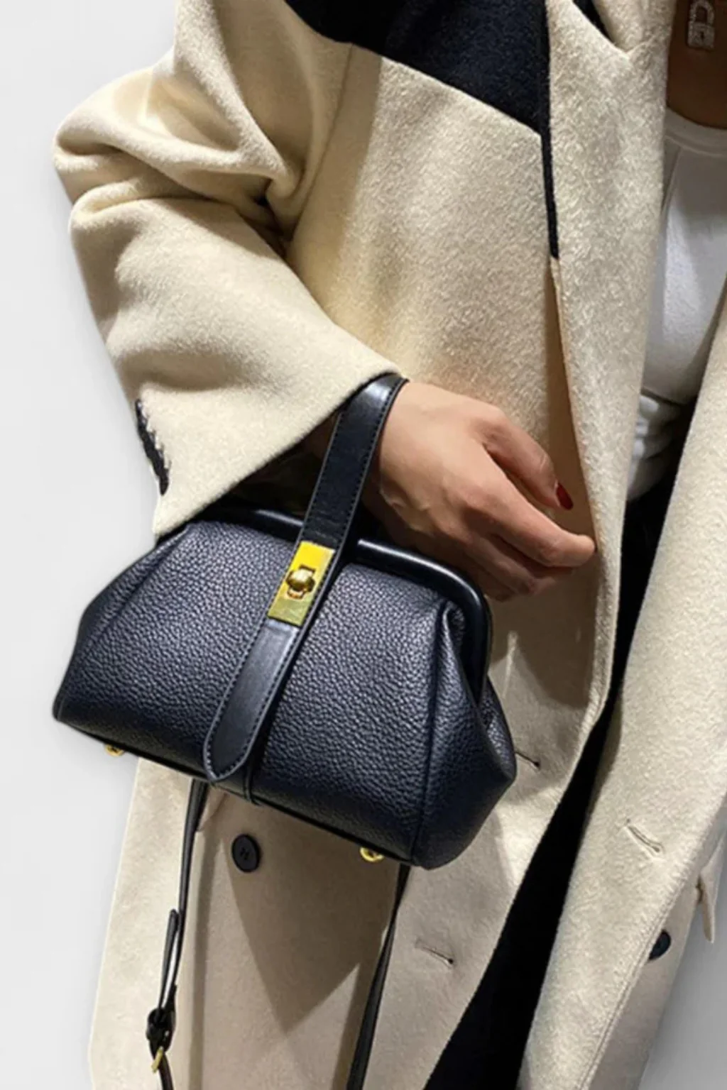 Joanna | Women Structured Mini Top Handle Crossbody Bag with Gold Clasp - Image 3