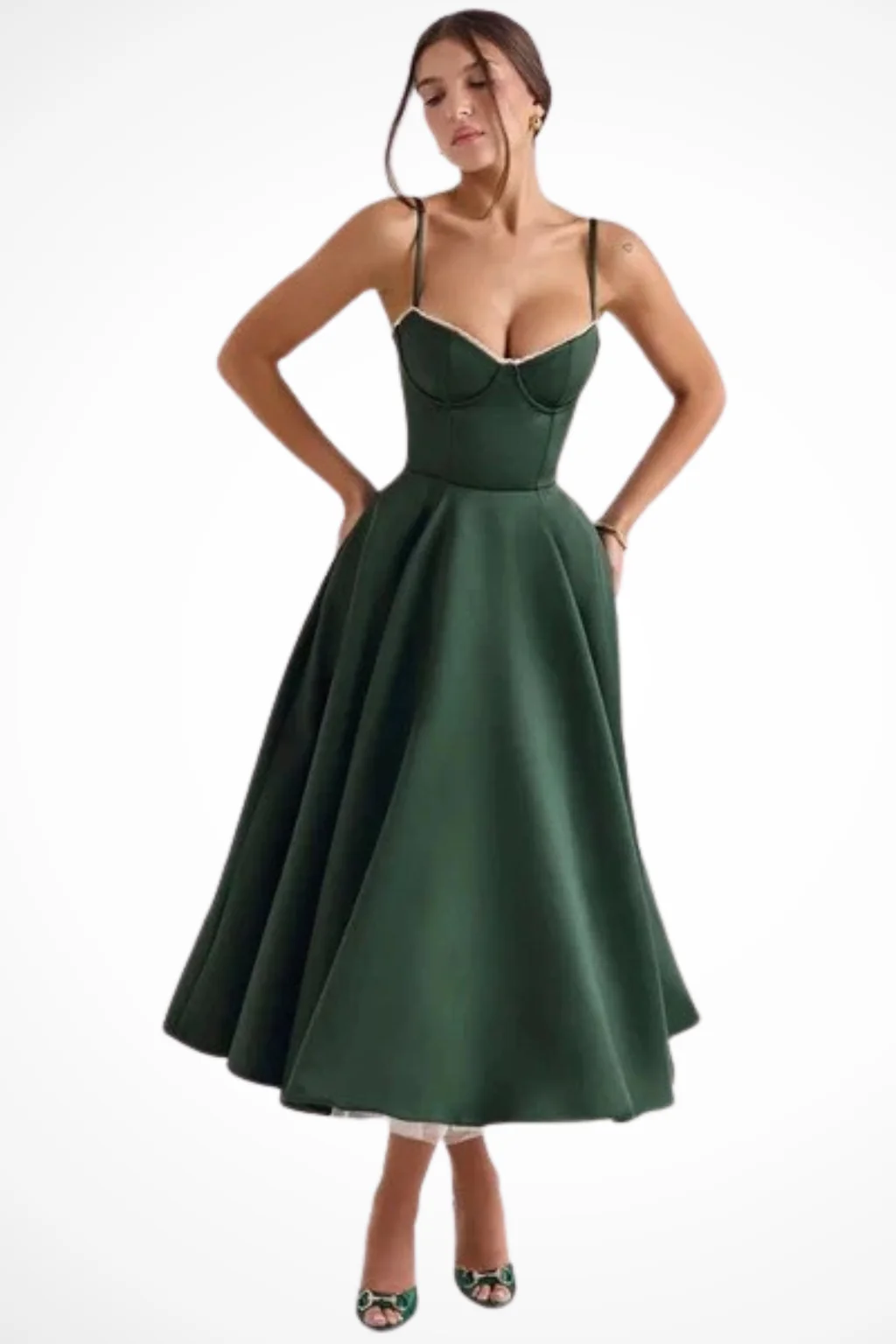 June | Women Corset Wedding Guest Midi Dress - Image 18