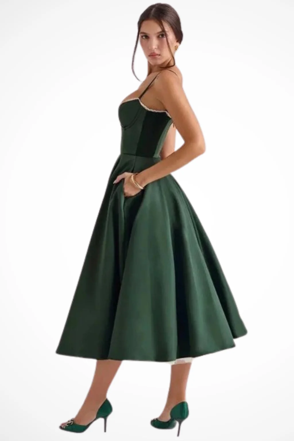 June | Women Corset Wedding Guest Midi Dress - Image 20