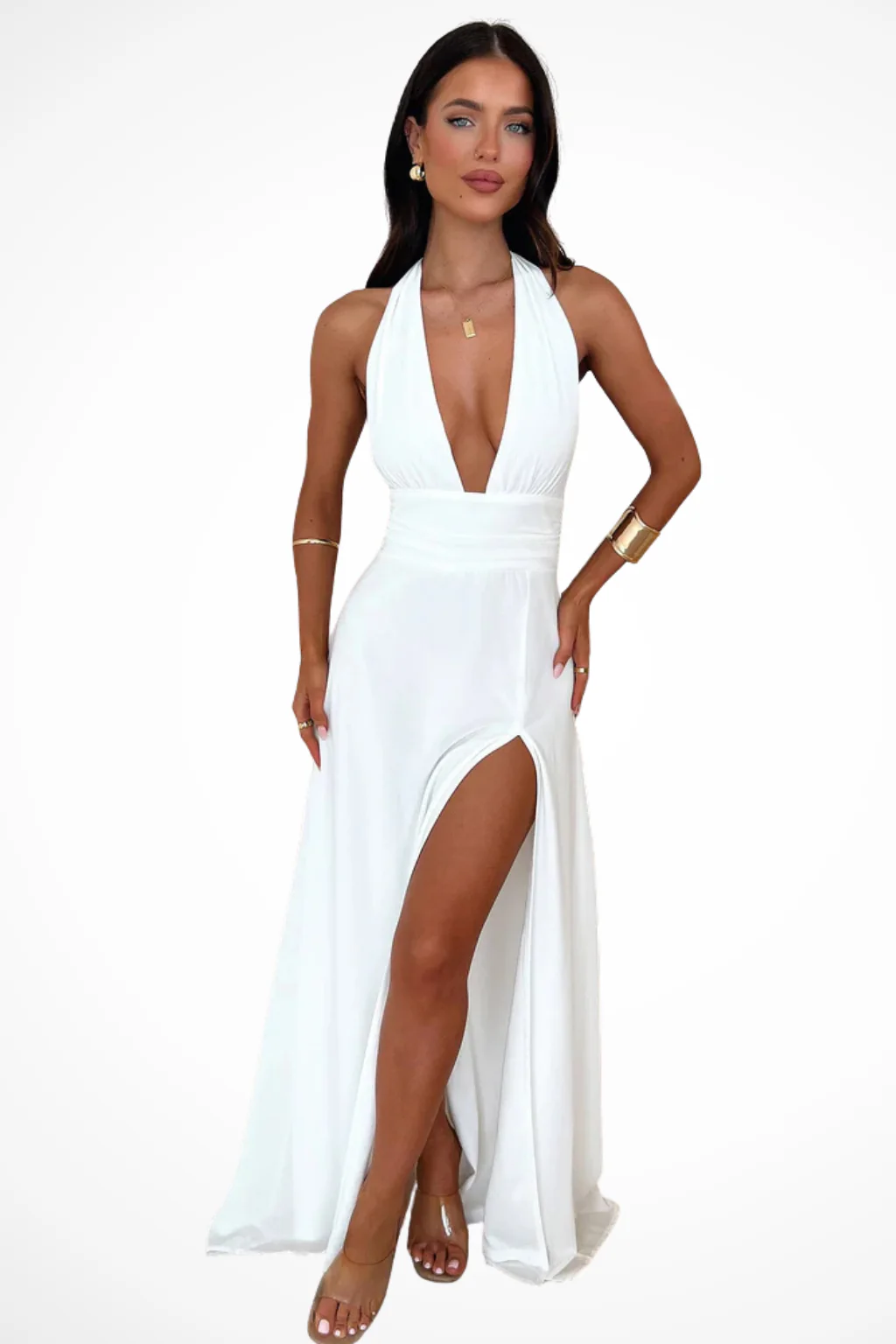 Kaelira | Women’s Halter Neck Maxi Dress with Side Slit - Image 3