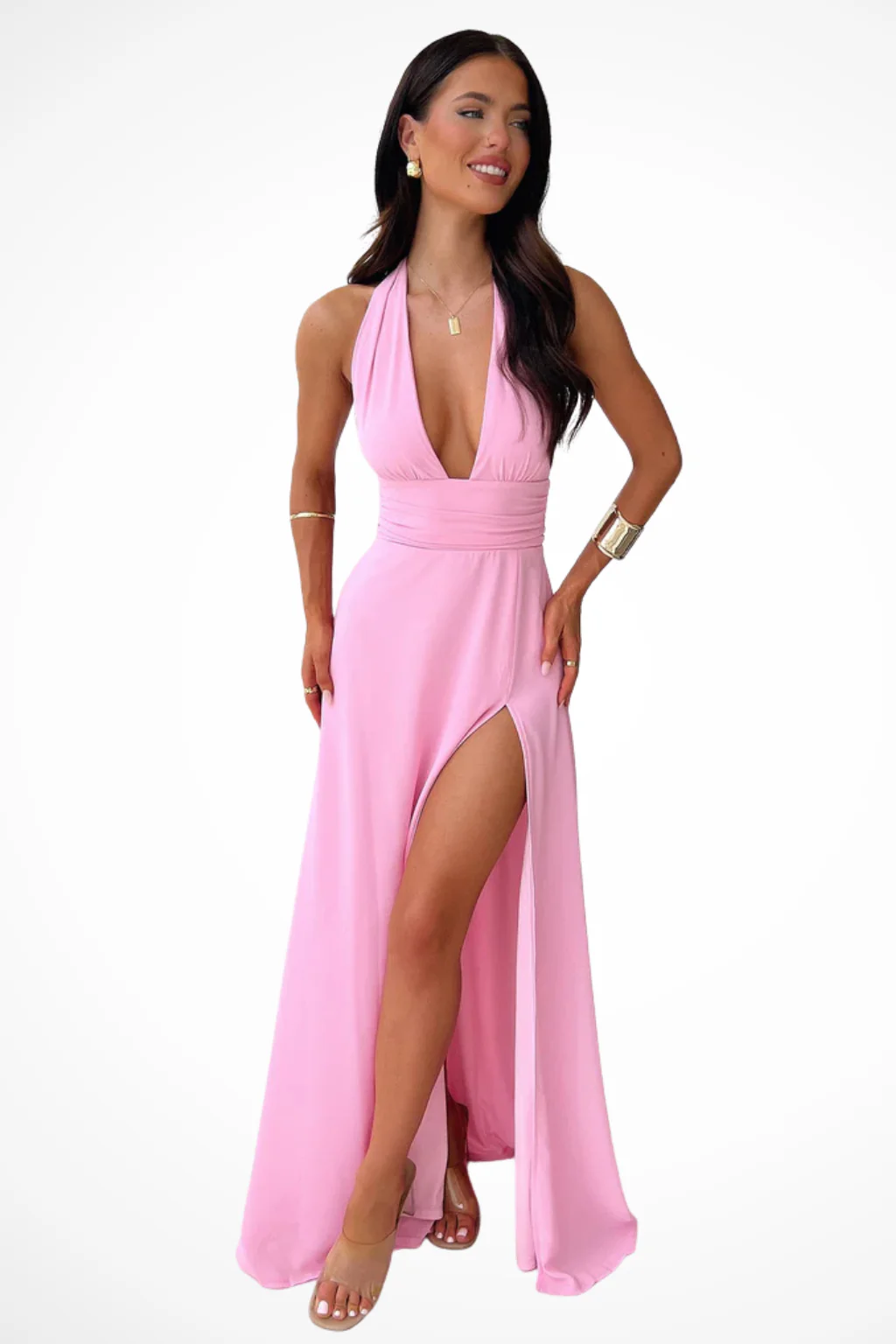 Kaelira | Women’s Halter Neck Maxi Dress with Side Slit - Image 4