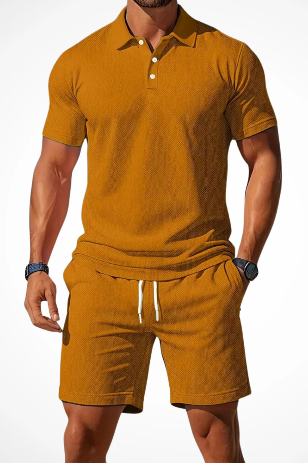 Lex | Men Textured Polo and Shorts Summer Set - Image 10