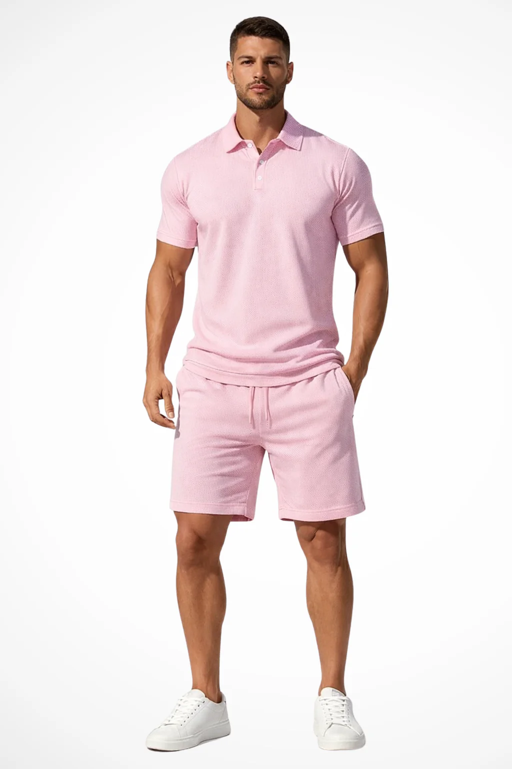 Lex | Men Textured Polo and Shorts Summer Set - Image 19
