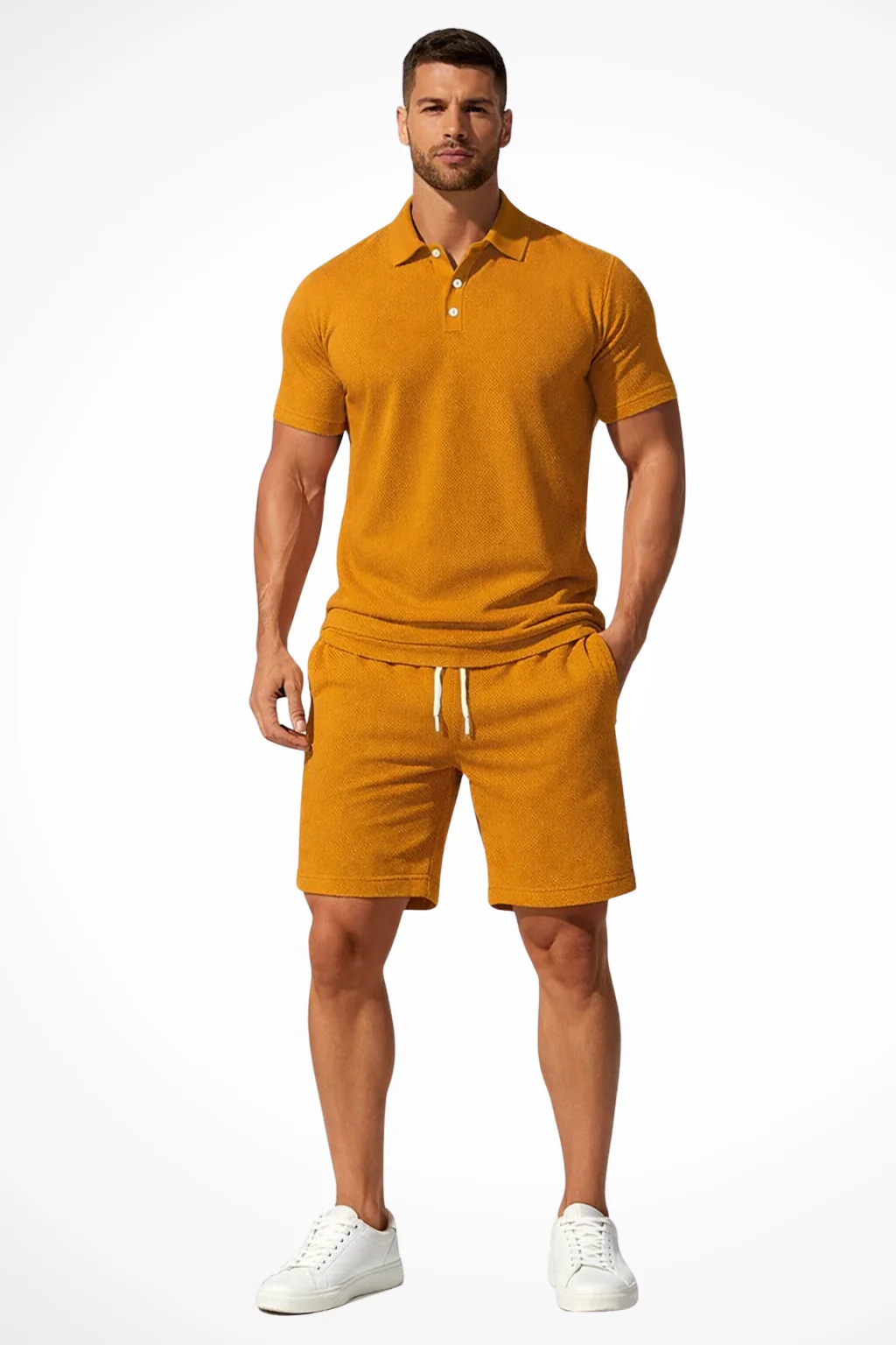 Lex | Men Textured Polo and Shorts Summer Set - Image 9