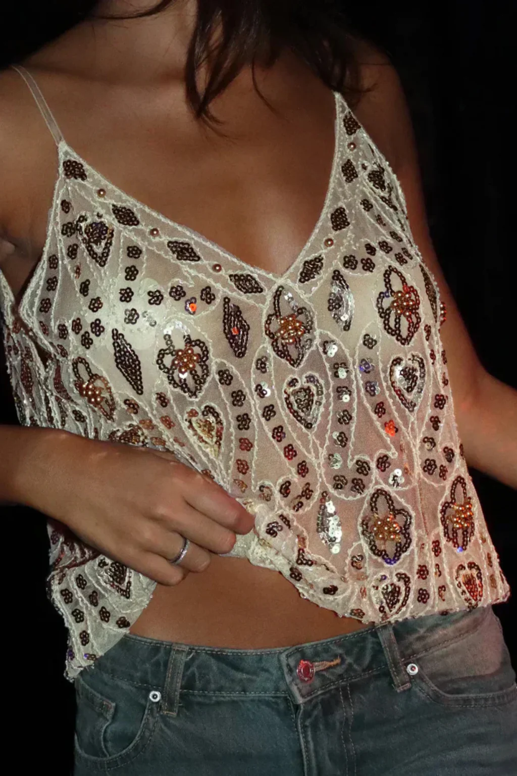 Lunara | Women Sheer Beaded Sequin Summer Top - Image 13