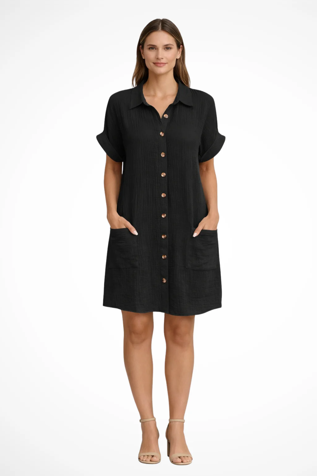 Maren | Women’s Button Front Short Sleeve Summer Beach Dress - Image 4