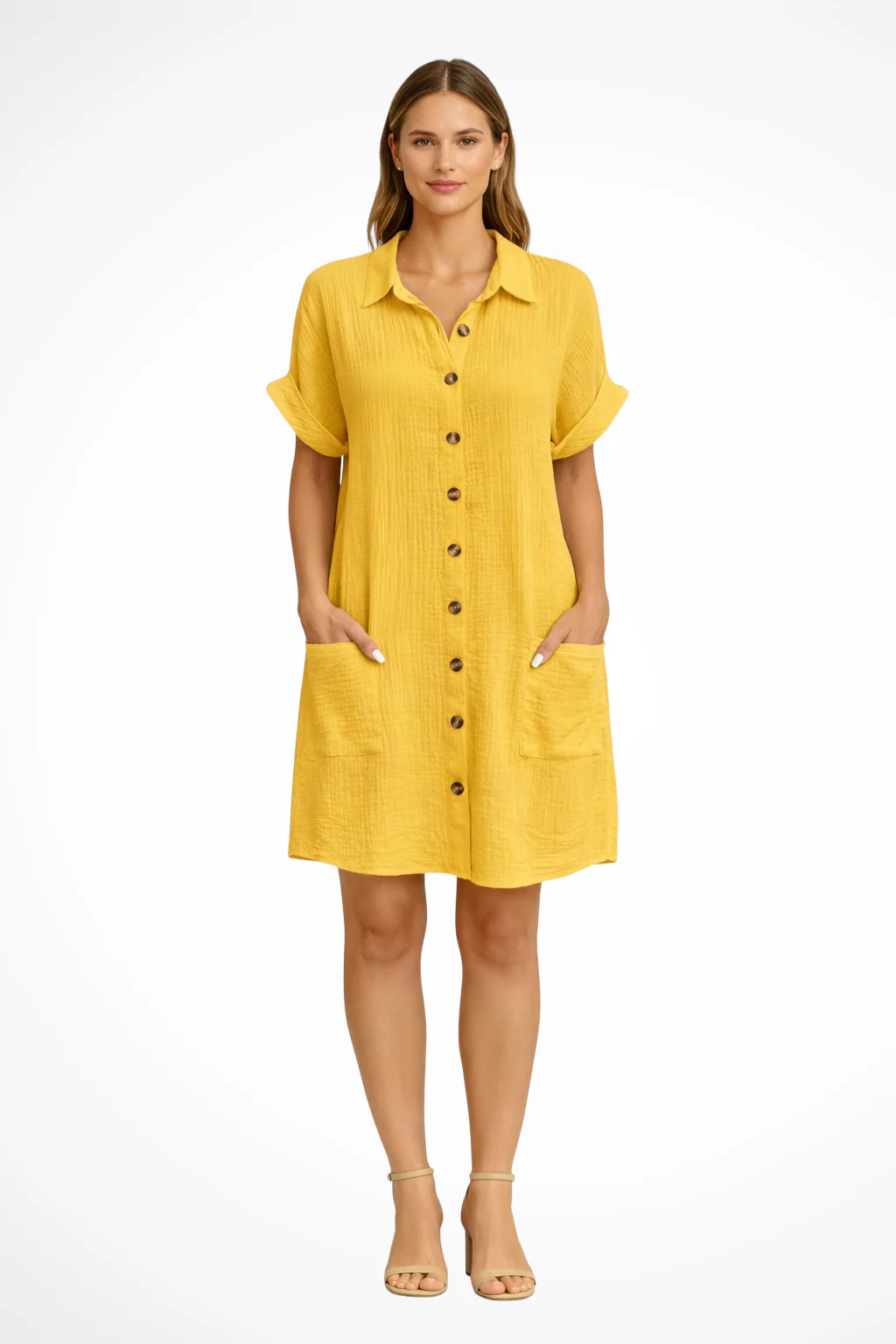 Maren | Women’s Button Front Short Sleeve Summer Beach Dress - Image 5