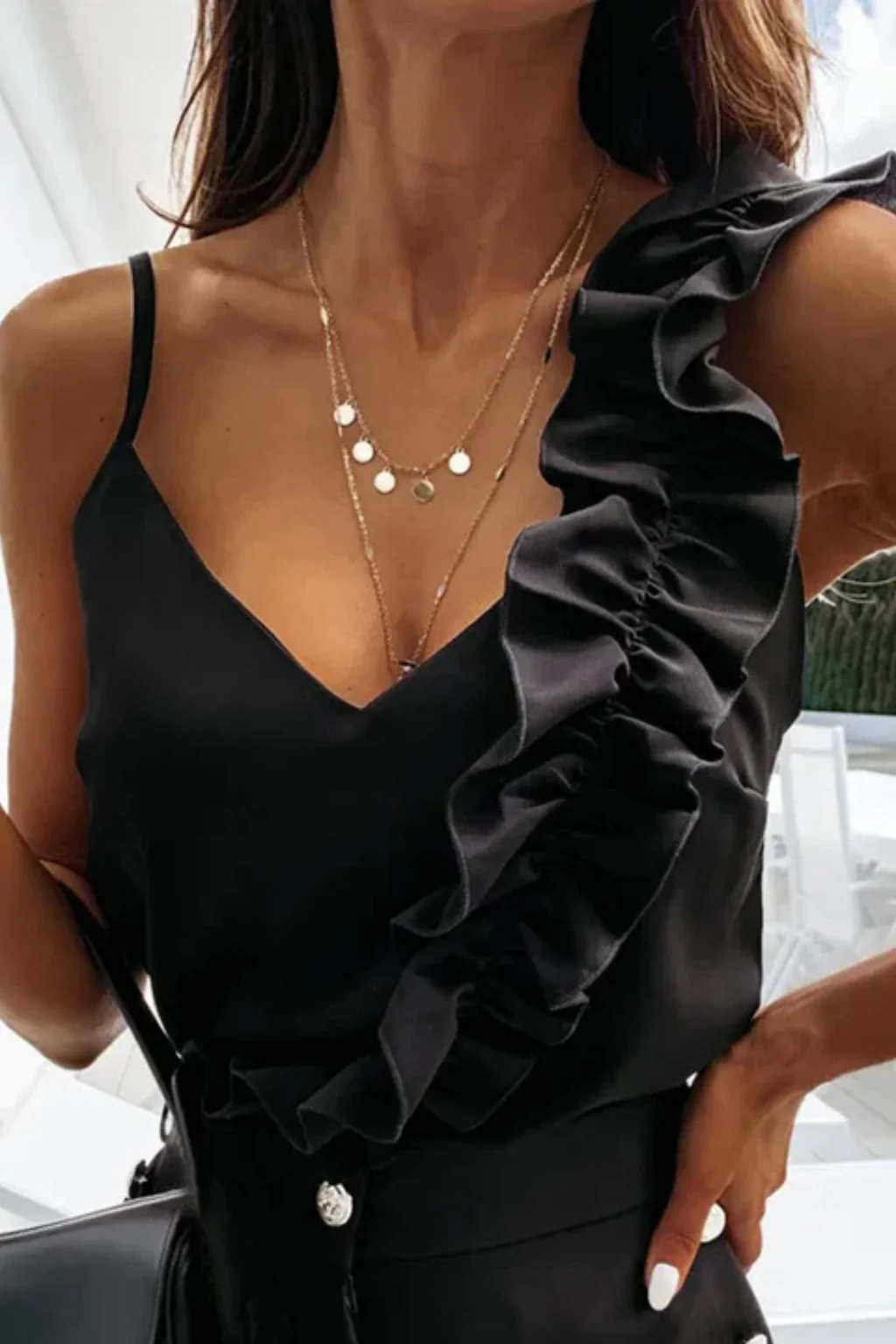 Maria | Women Sleeveless Ruffle V Neck Summer Top - Image 8