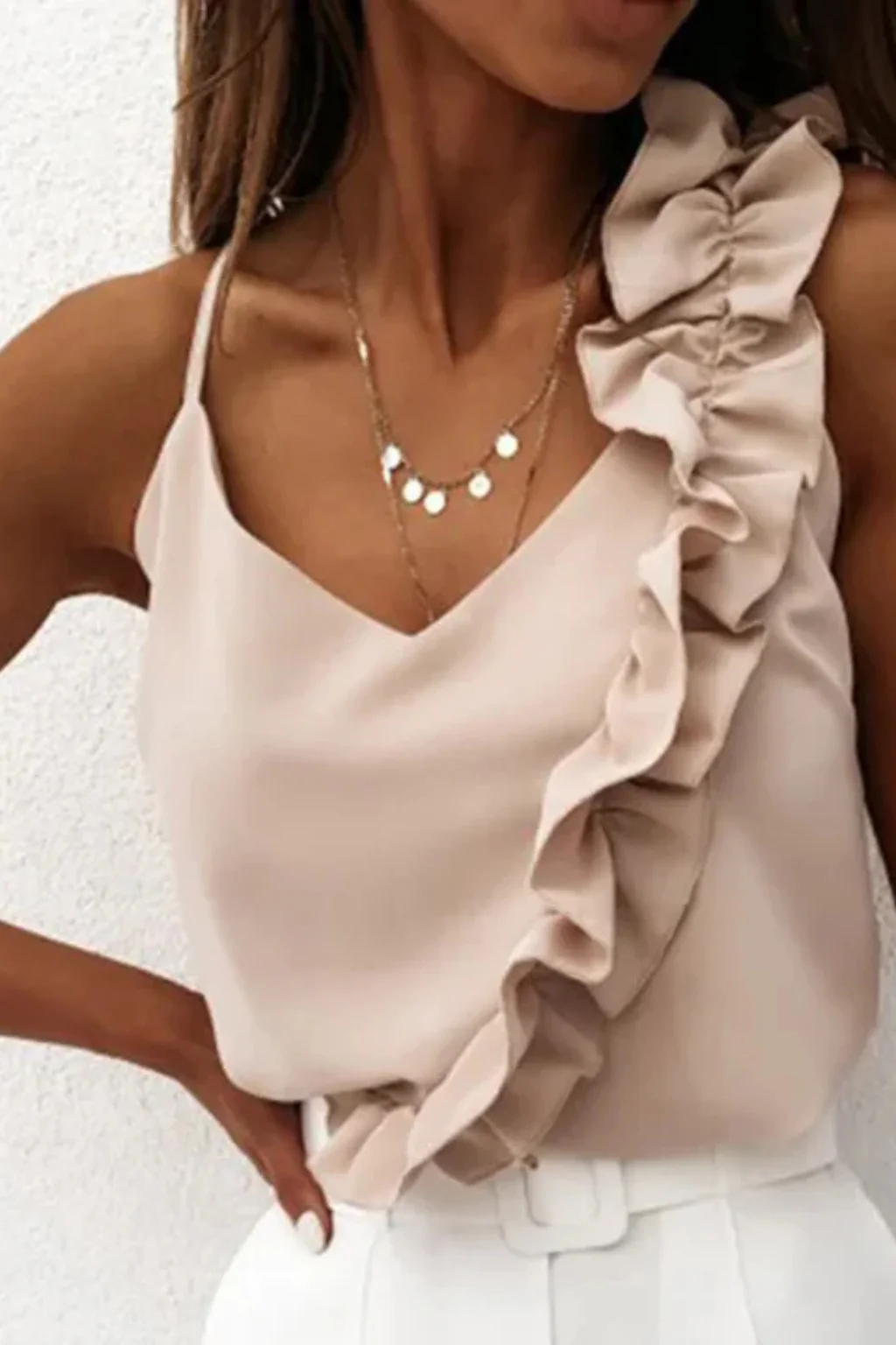 Maria | Women Sleeveless Ruffle V Neck Summer Top - Image 9