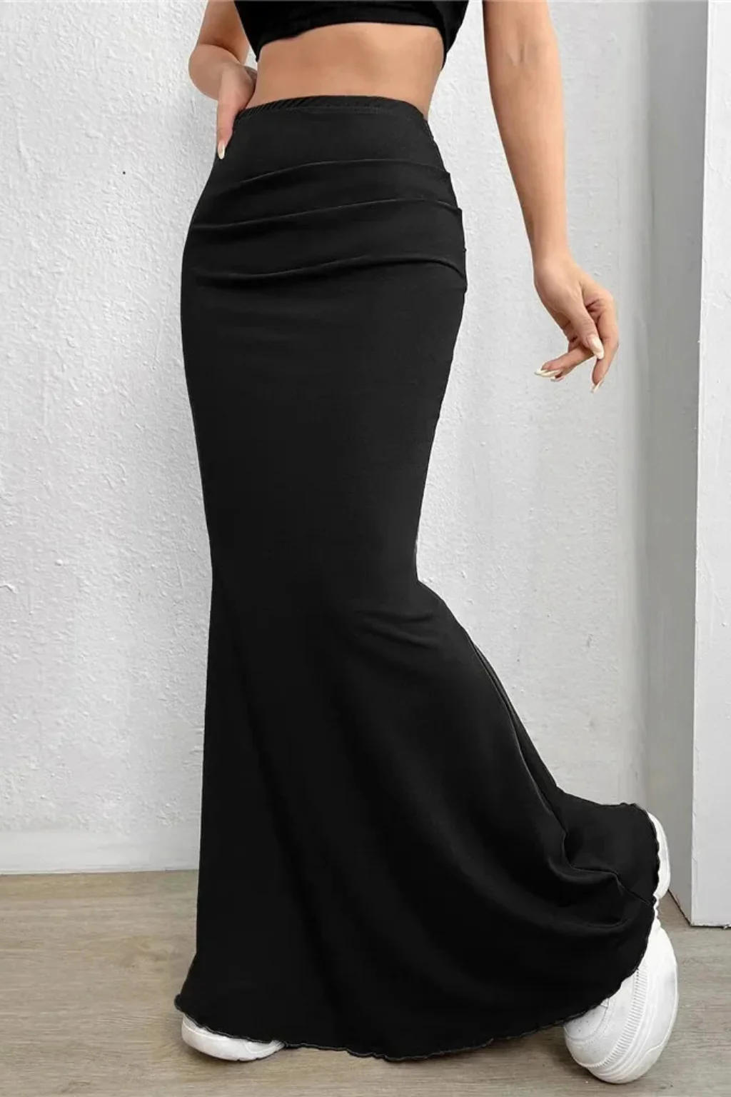 Nadine | Women High Waist Ruched Fitted Mermaid Maxi Skirt - Image 5