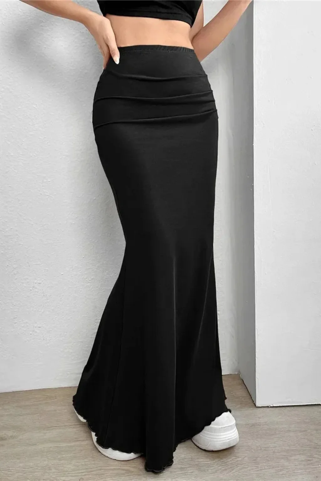 Nadine | Women High Waist Ruched Fitted Mermaid Maxi Skirt - Image 7