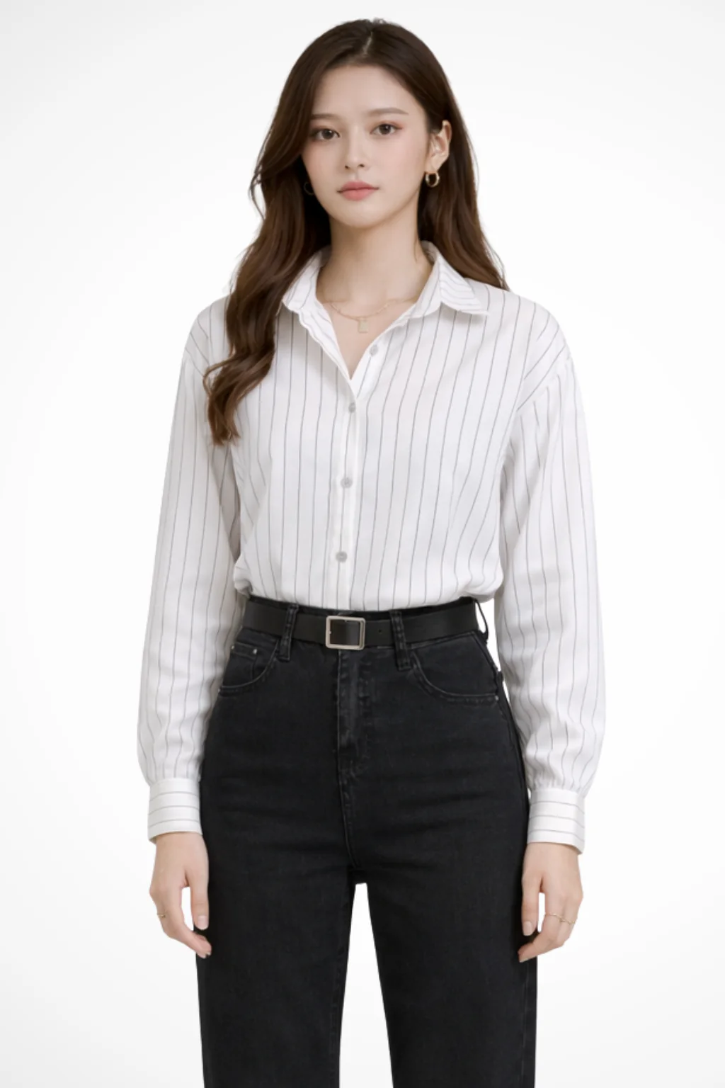 Nella | Women Turn Down Collar Long Sleeve Striped Shirt - Image 3