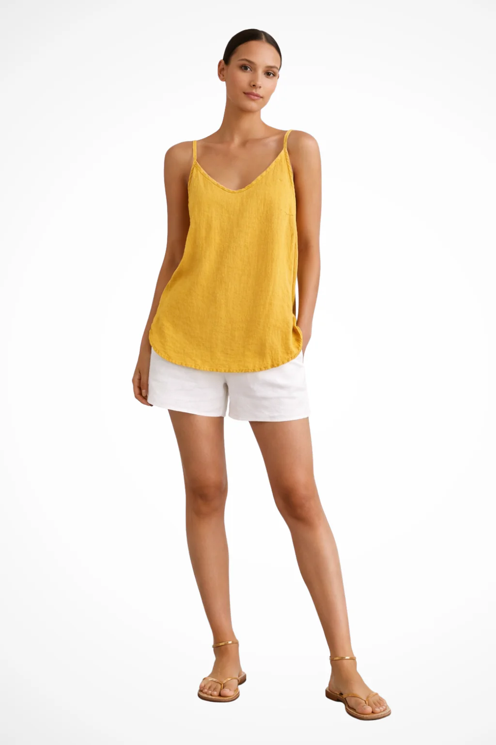 Nerina | Women’s Spaghetti Strap Linen Spring Top - Image 3