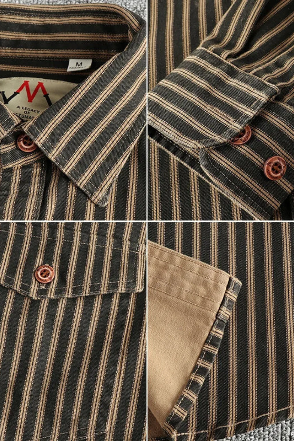 Noah | Men Washed Striped Shirt Loose Fit Long Sleeve Blouse - Image 10