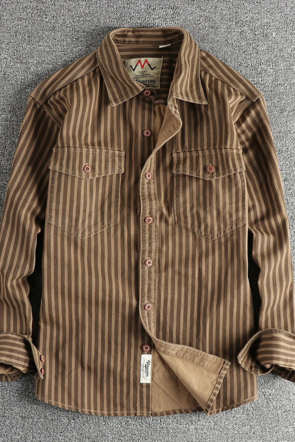 Noah | Men Washed Striped Shirt Loose Fit Long Sleeve Blouse - Image 9