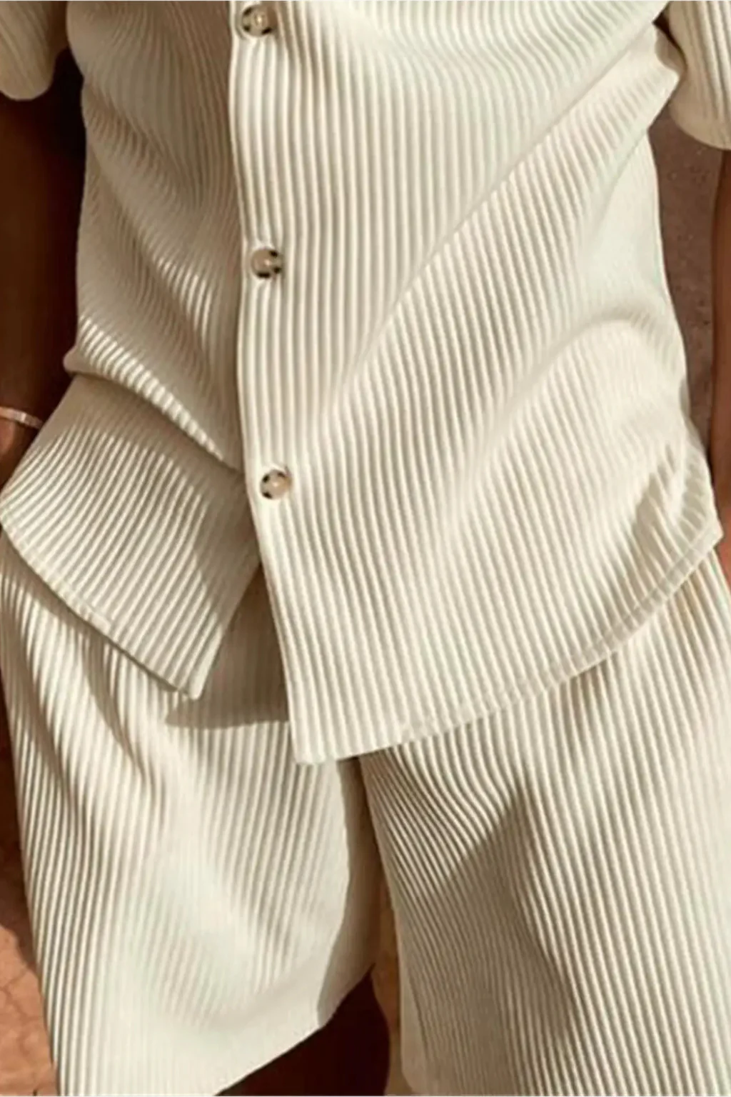 Ralston | Men Short Sleeve Textured Shirt and Shorts Summer Outfit Set - Image 7