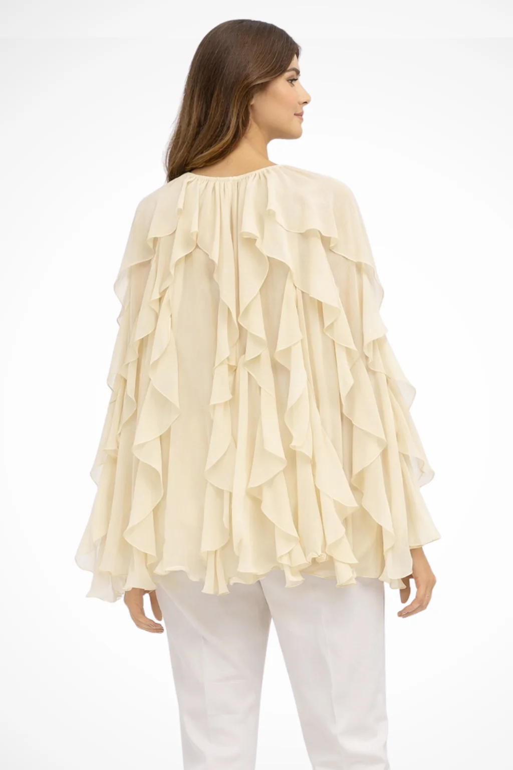 Ravielle | Women Ruffled V Neck Long Sleeve Blouse - Image 4