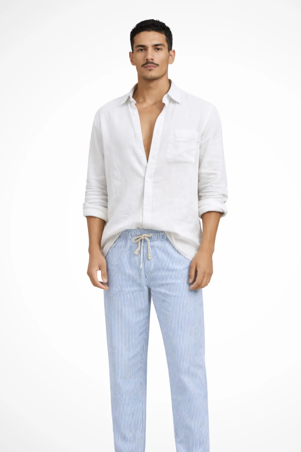 Roman | Men Relaxed Fit Long Sleeve Linen Button Down Shirt - Image 4