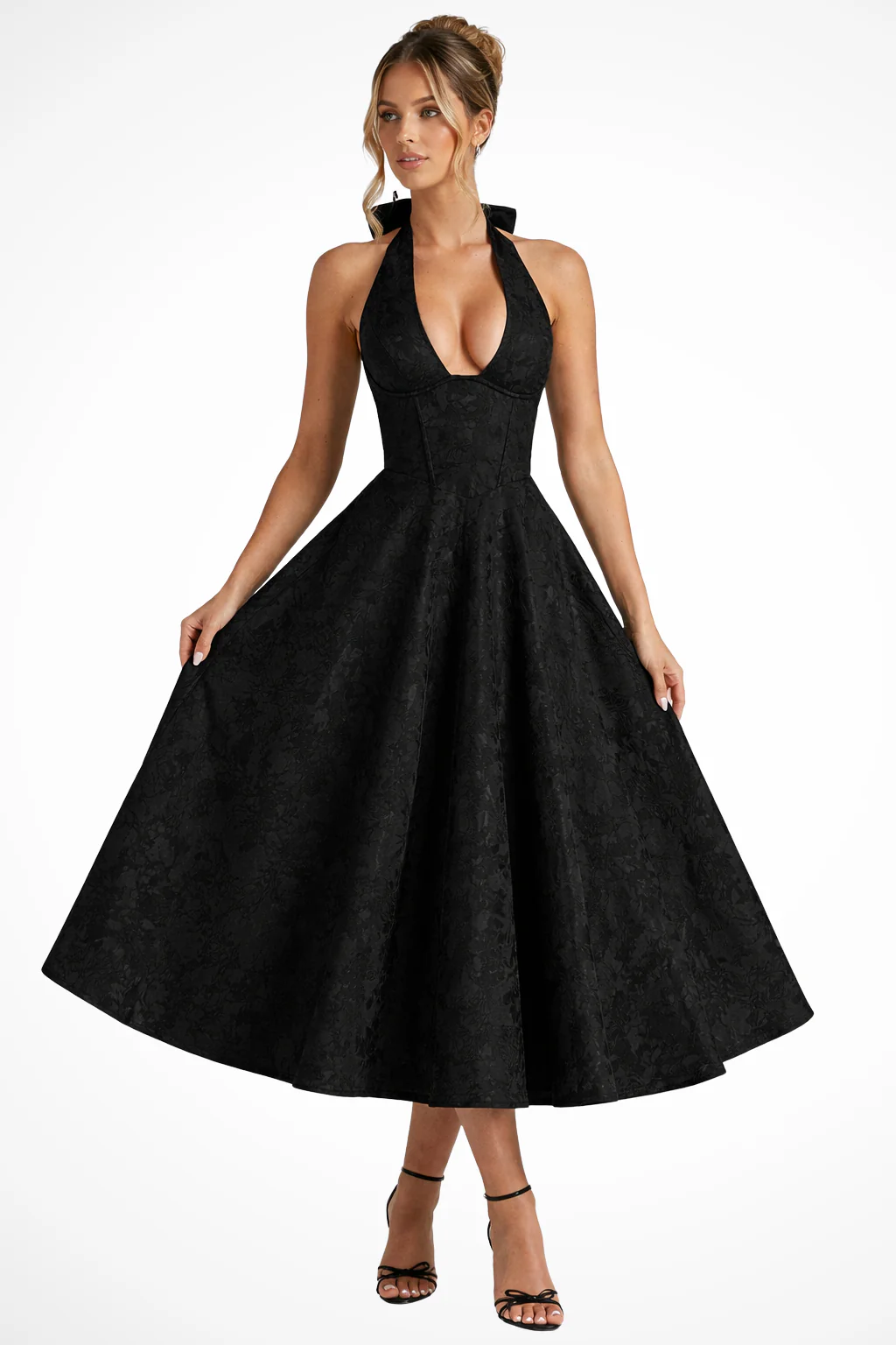 Rosalind | Women Halter Neck Backless Corset Summer Wedding Guest Midi Dress - Image 8