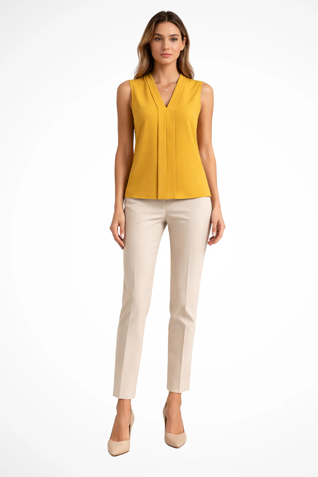 Seravelle | Women Elegant Sleeveless V Neck Blouse - Image 5