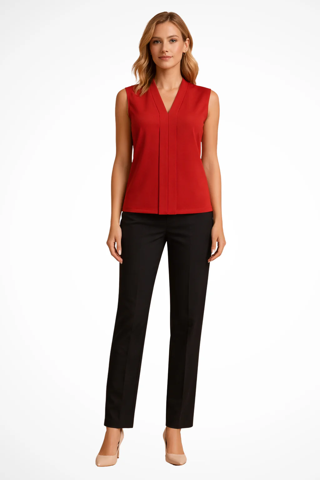 Seravelle | Women Elegant Sleeveless V Neck Blouse - Image 6