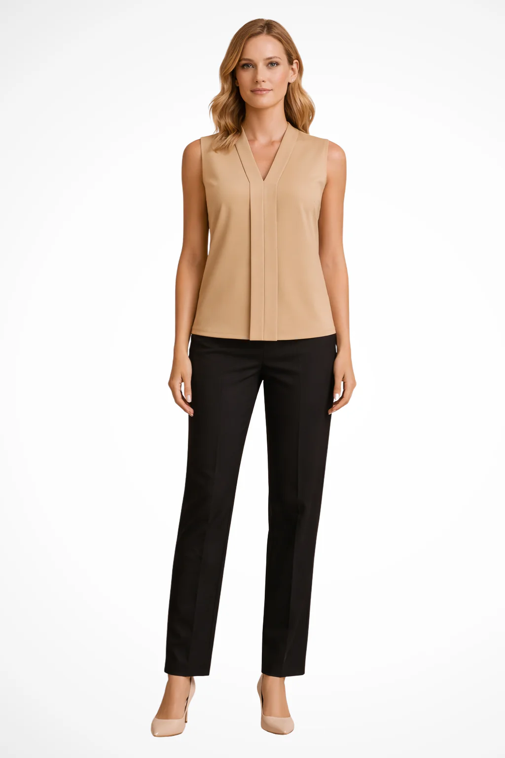 Seravelle | Women Elegant Sleeveless V Neck Blouse - Image 9
