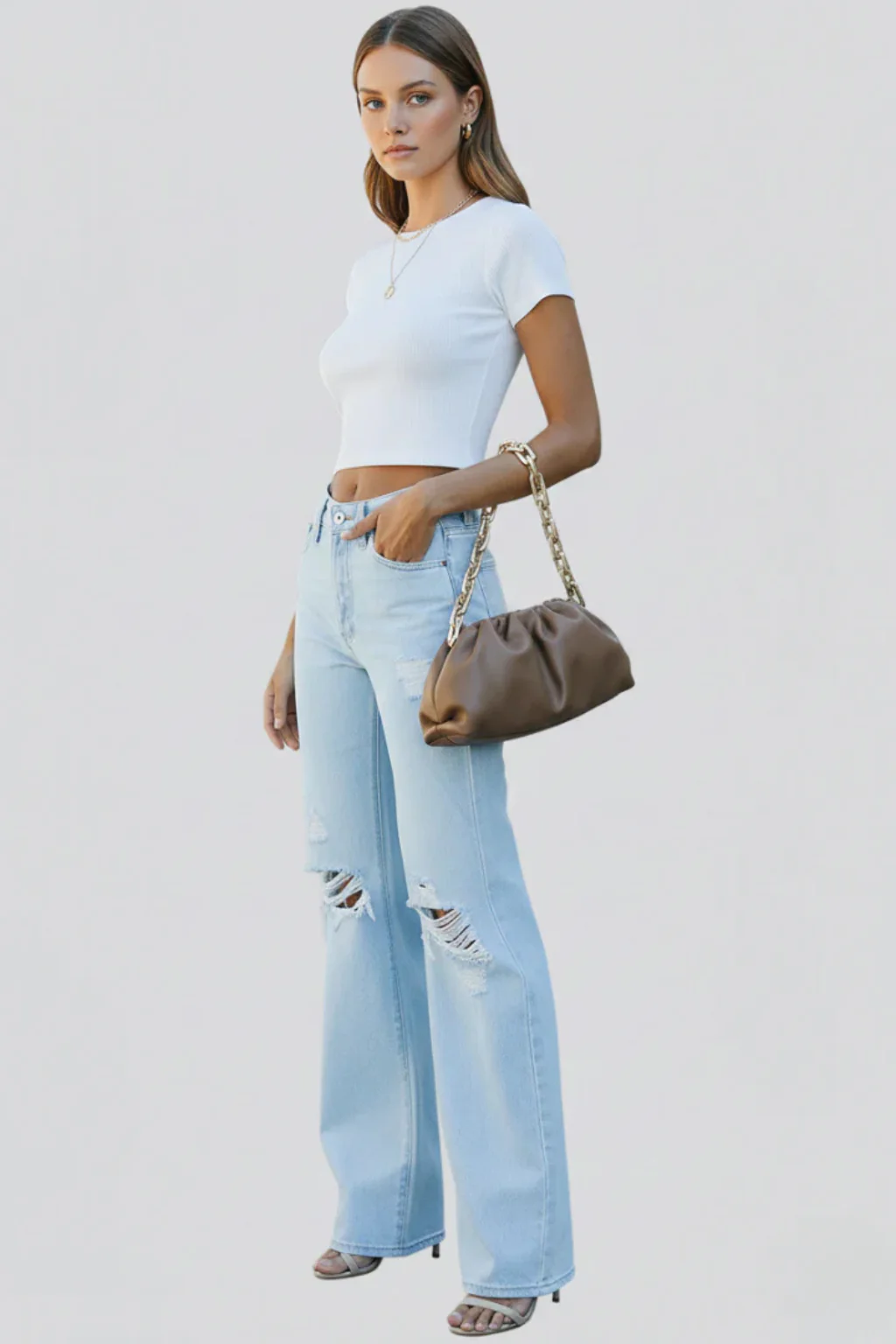 Sutton | Women High Waist Distressed Wide Leg Jeans - Image 3