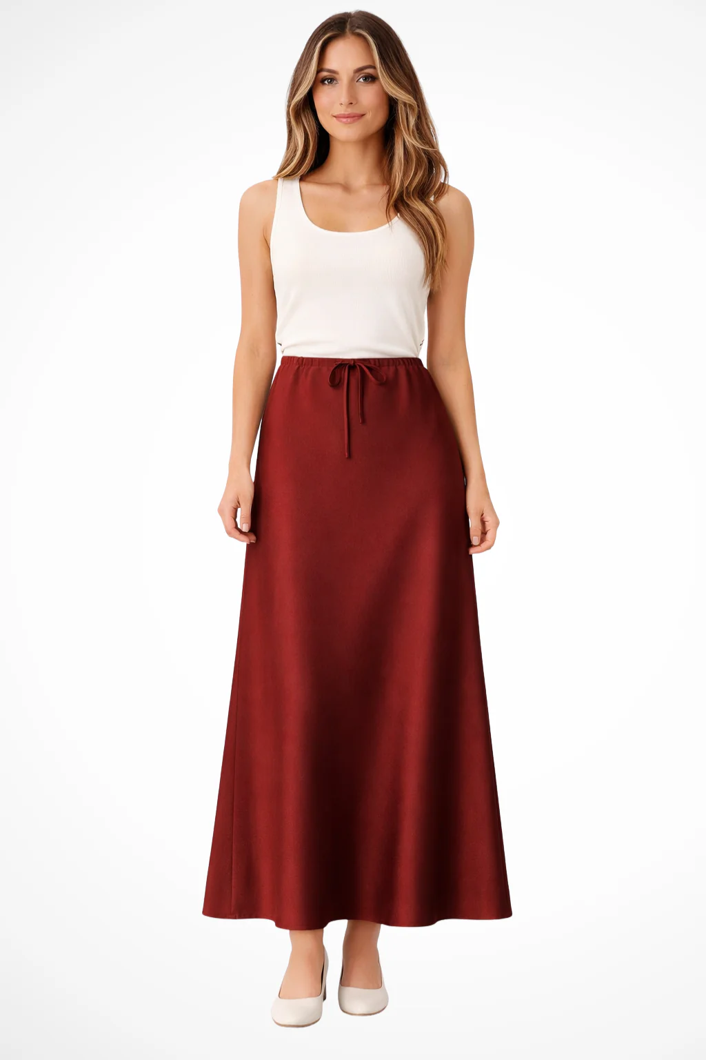 Sylvia | Women High Waist Straight Satin Maxi Skirt - Image 13