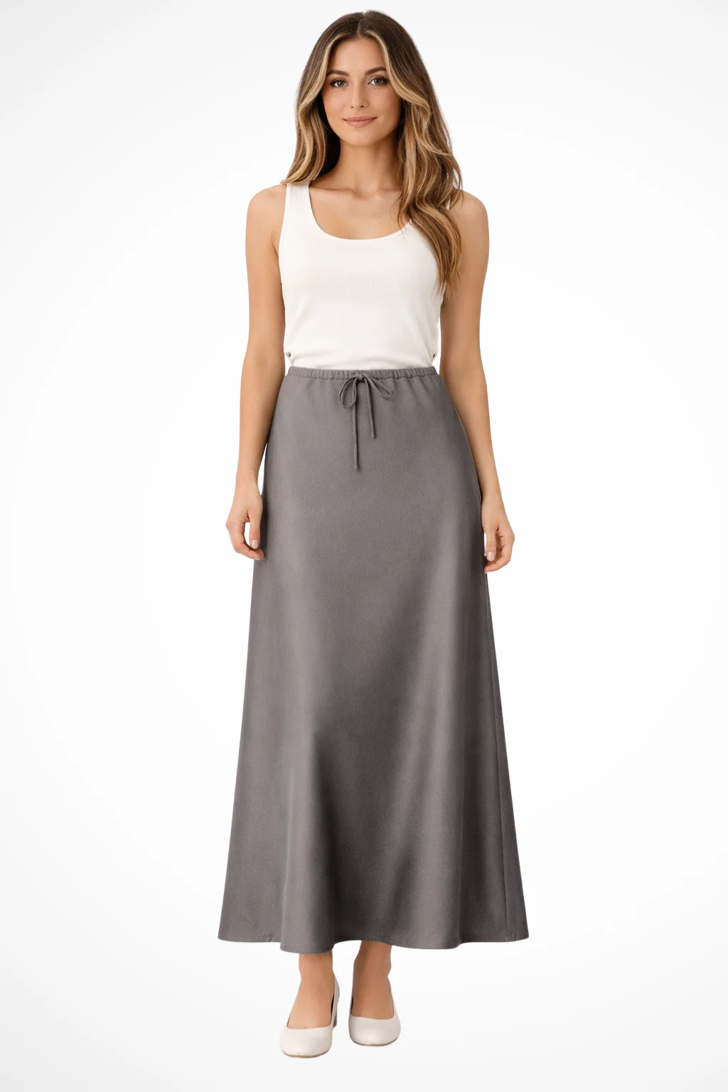 Sylvia | Women High Waist Straight Satin Maxi Skirt - Image 3