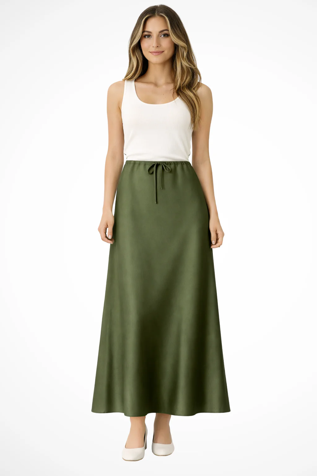 Sylvia | Women High Waist Straight Satin Maxi Skirt - Image 5
