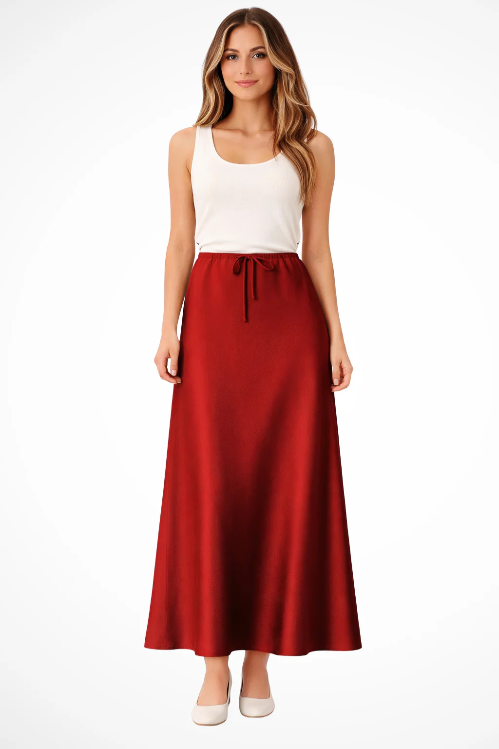 Sylvia | Women High Waist Straight Satin Maxi Skirt - Image 7