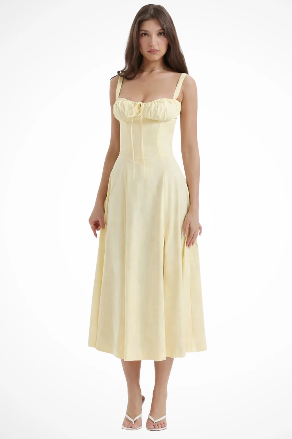 Tabitha | Women Square Neck Bow Detail Corset Wedding Guest Floral Midi Dress - Image 12