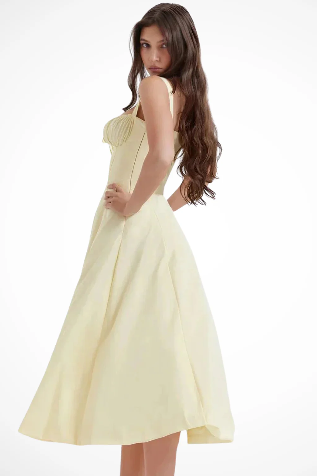 Tabitha | Women Square Neck Bow Detail Corset Wedding Guest Floral Midi Dress - Image 13