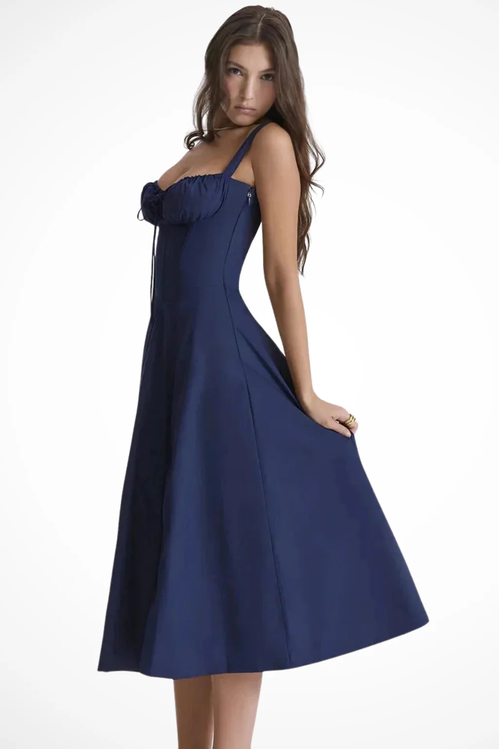 Tabitha | Women Square Neck Bow Detail Corset Wedding Guest Floral Midi Dress - Image 18