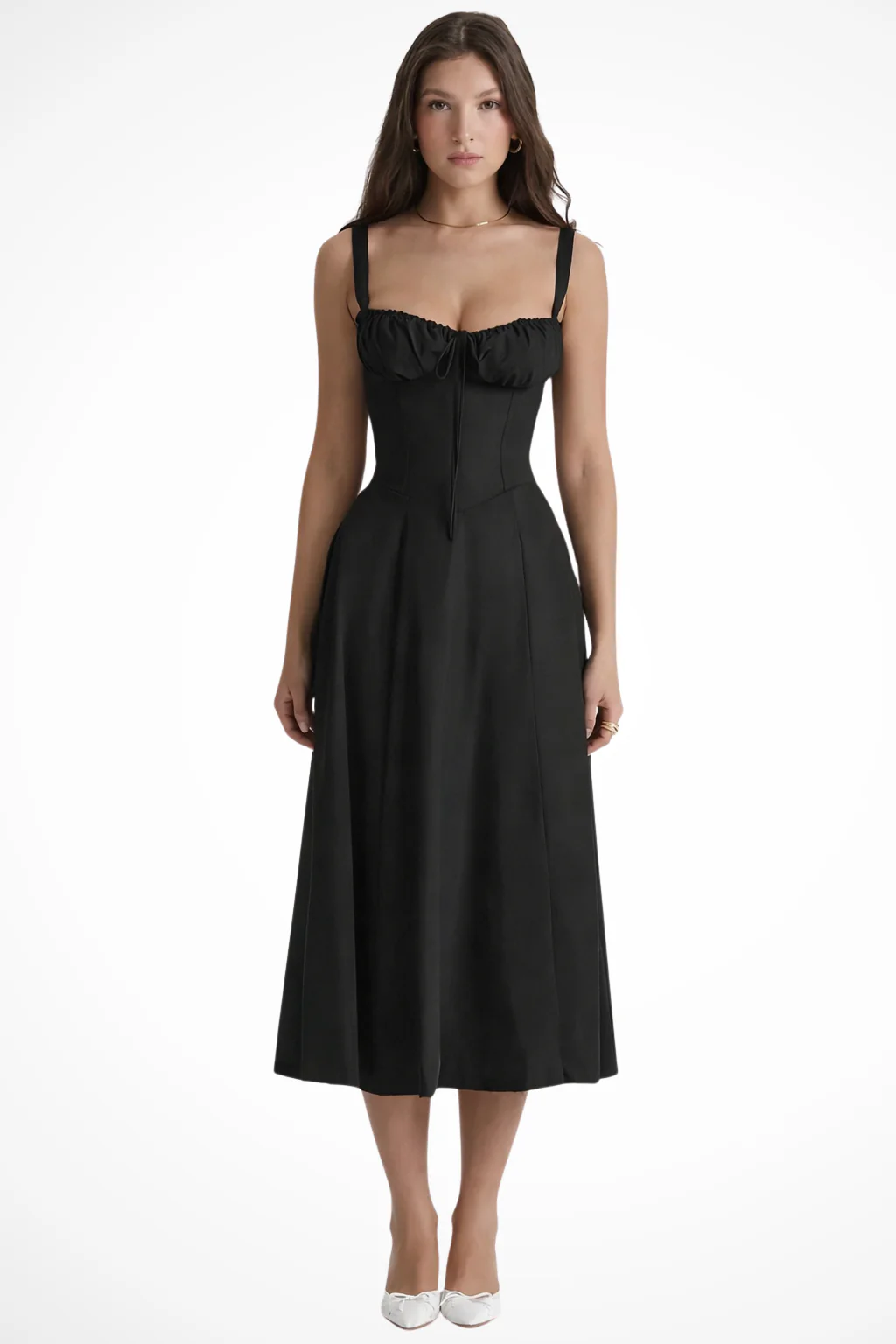 Tabitha | Women Square Neck Bow Detail Corset Wedding Guest Floral Midi Dress - Image 20