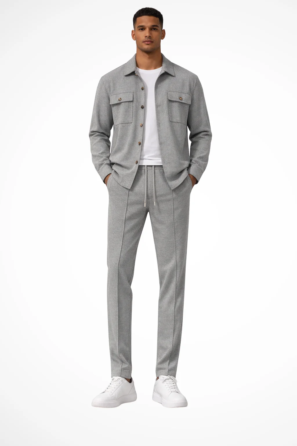 Tanner | Men Long Sleeve Chest Pocket Overshirt and Straight Leg Trousers Set - Image 11