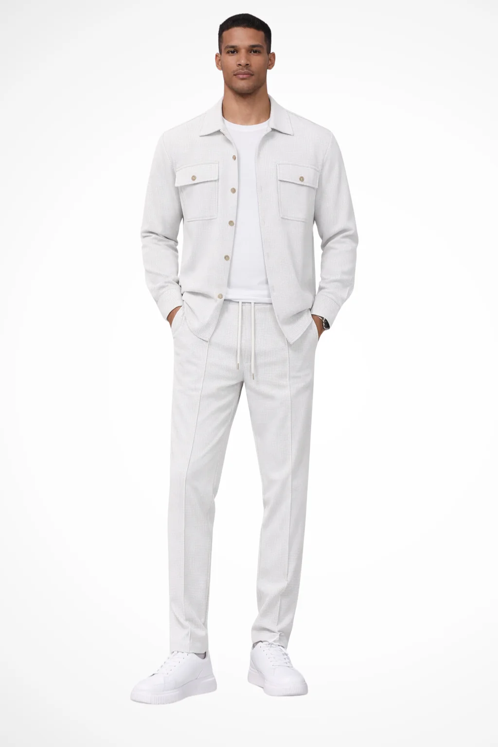 Tanner | Men Long Sleeve Chest Pocket Overshirt and Straight Leg Trousers Set - Image 3