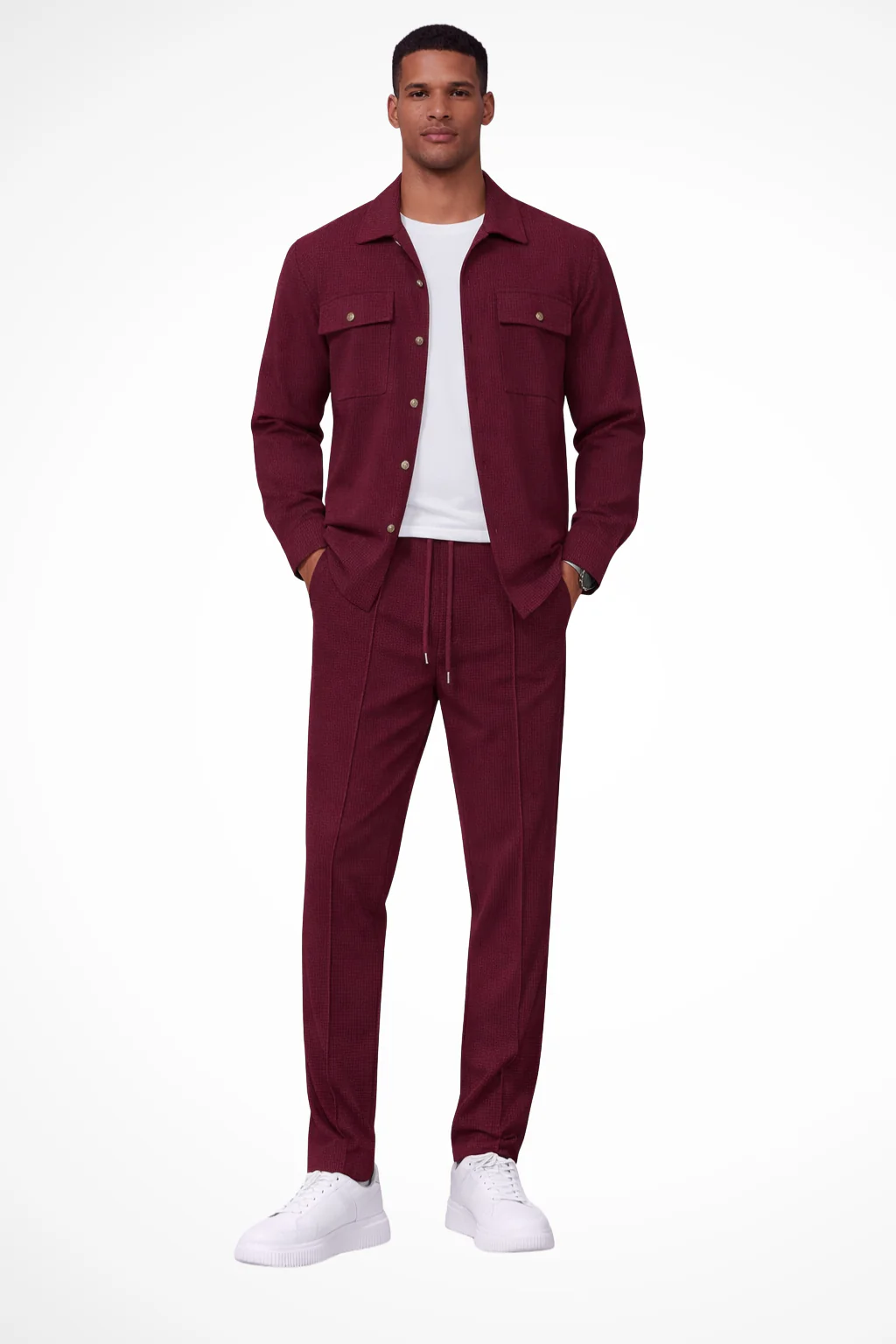Tanner | Men Long Sleeve Chest Pocket Overshirt and Straight Leg Trousers Set - Image 5