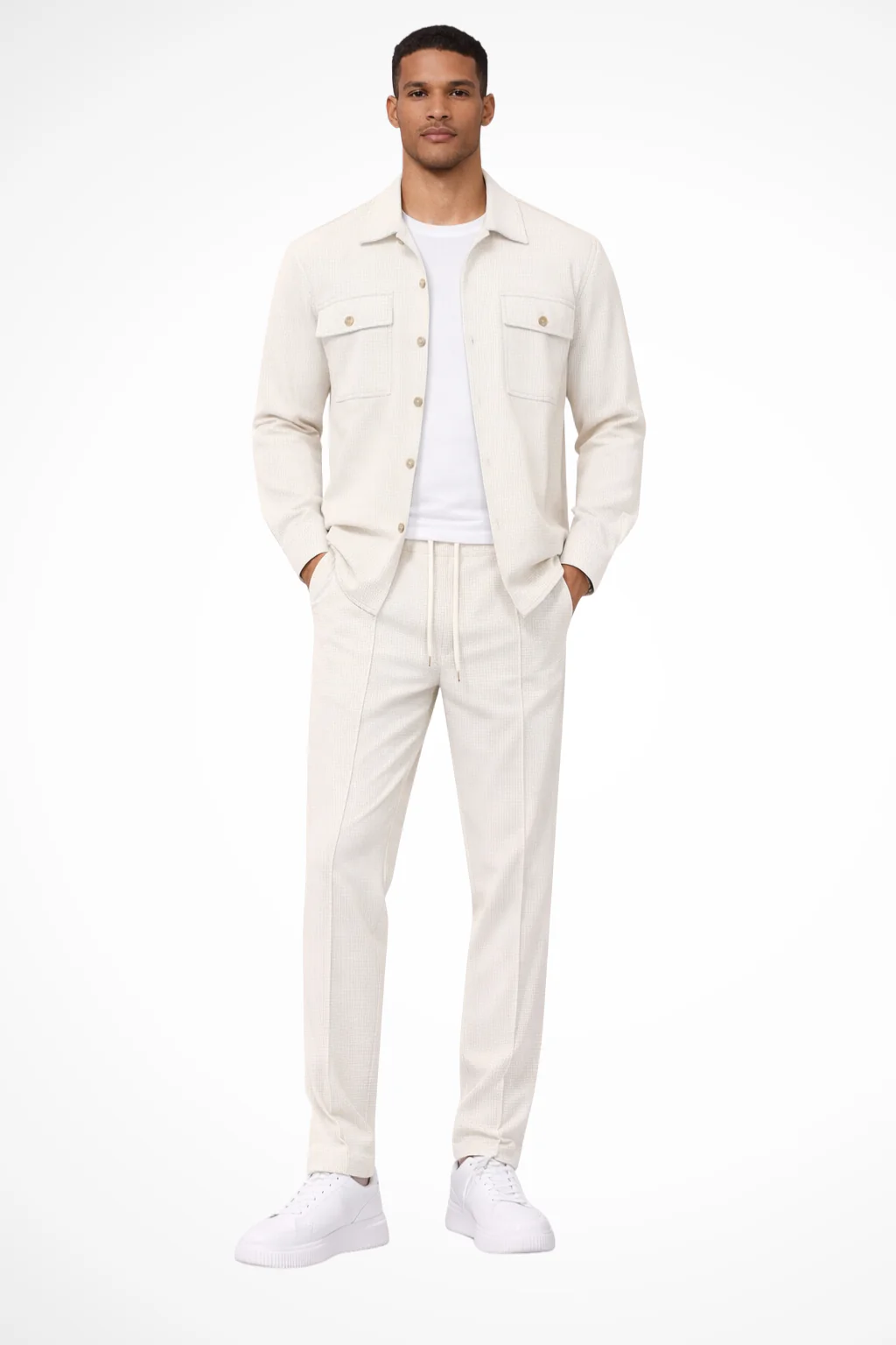 Tanner | Men Long Sleeve Chest Pocket Overshirt and Straight Leg Trousers Set - Image 7