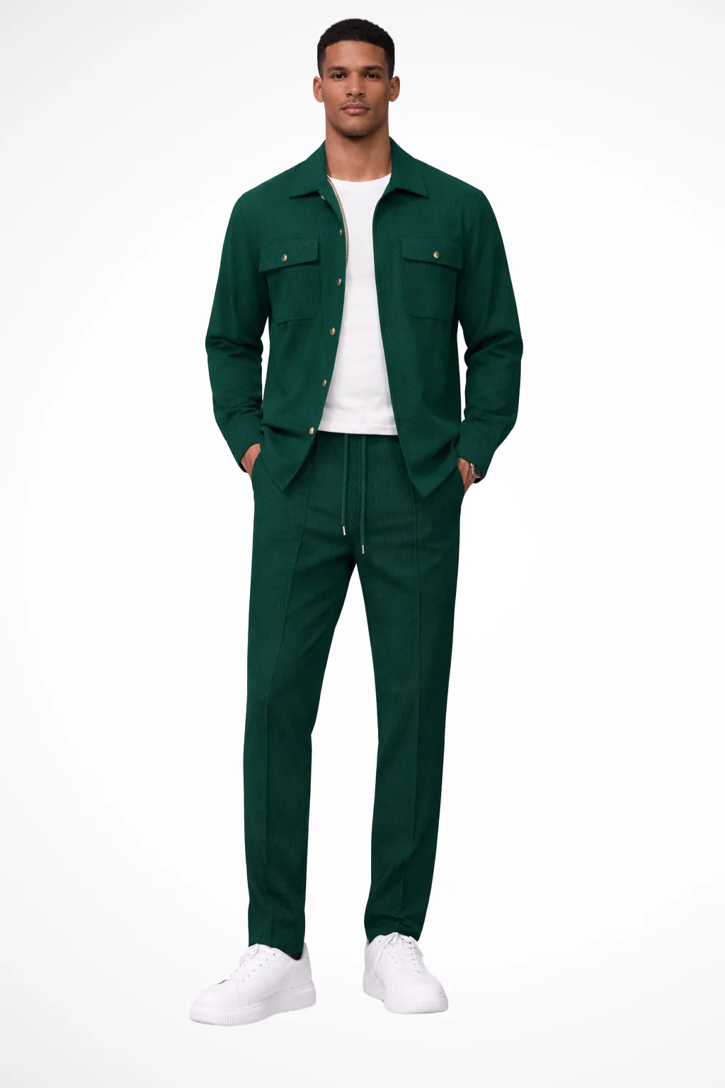 Tanner | Men Long Sleeve Chest Pocket Overshirt and Straight Leg Trousers Set - Image 9